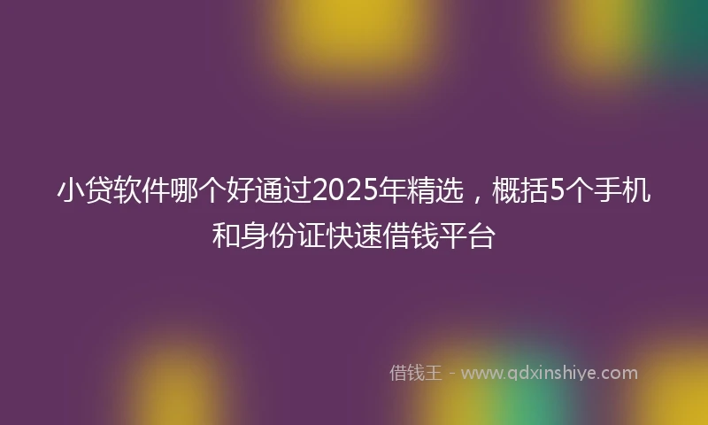 小贷软件哪个好通过2025年精选，概括5个手机和身份证快速借钱平台