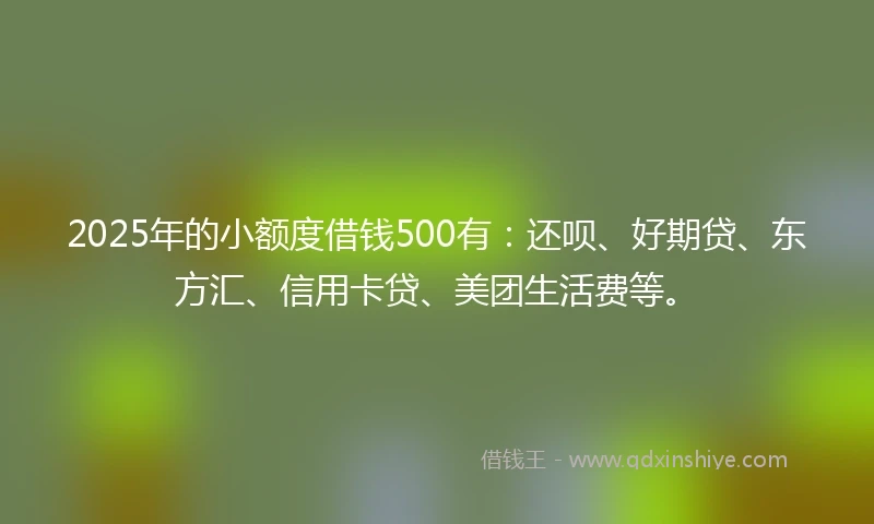 2025年的小额度借钱500有：还呗、好期贷、东方汇、信用卡贷、美团生活费等。