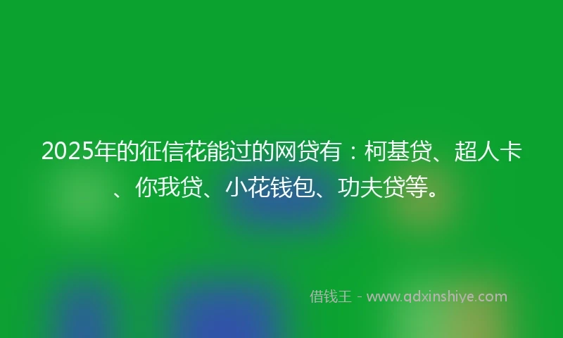 2025年的征信花能过的网贷有：柯基贷、超人卡、你我贷、小花钱包、功夫贷等。