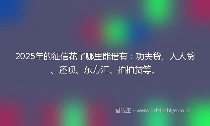 2025年的征信花了哪里能借有:功夫贷、人人贷、还呗、东方汇、拍拍贷等。