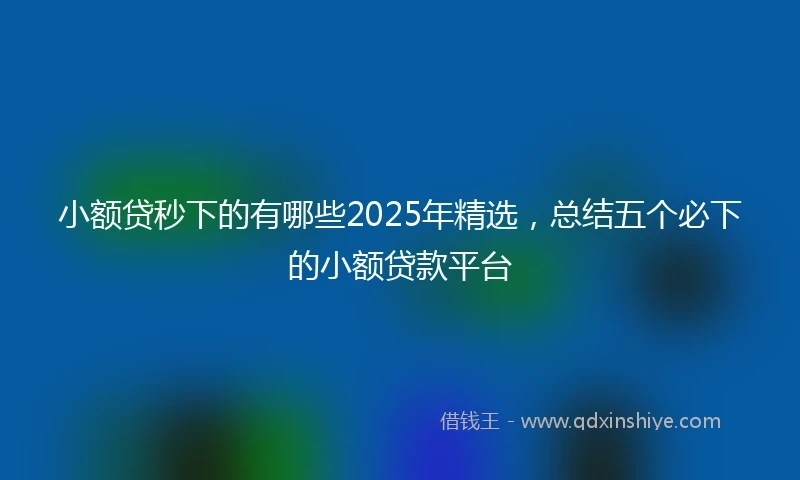 小额贷秒下的有哪些2025年精选,总结五个必下的小额贷款平台