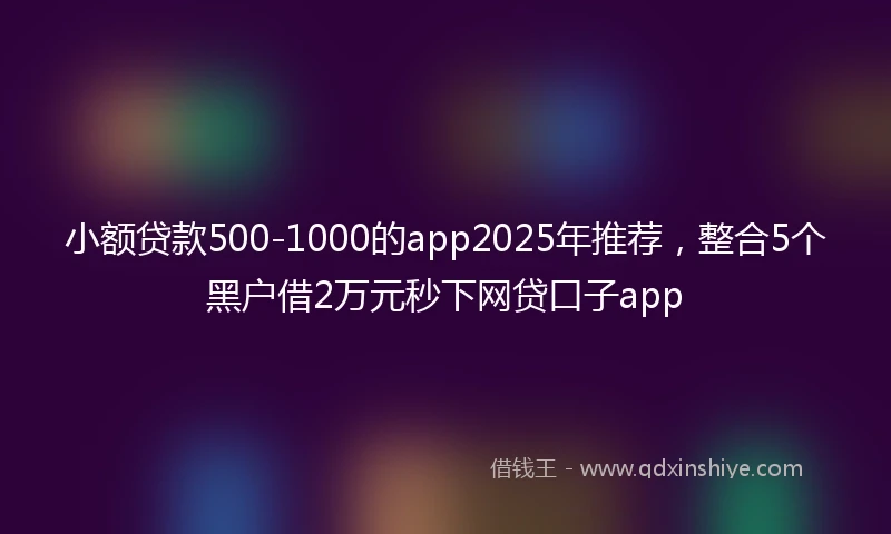 小额贷款500-1000的app2025年推荐，整合5个黑户借2万元秒下网贷口子app