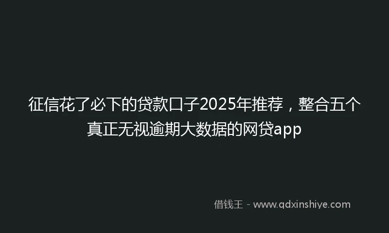 征信花了必下的贷款口子2025年推荐，整合五个真正无视逾期大数据的网贷app