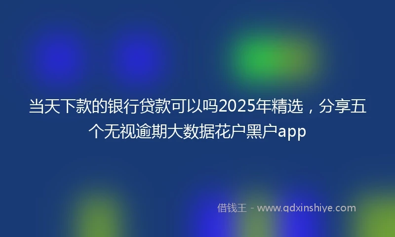 当天下款的银行贷款可以吗2025年精选，分享五个无视逾期大数据花户黑户app