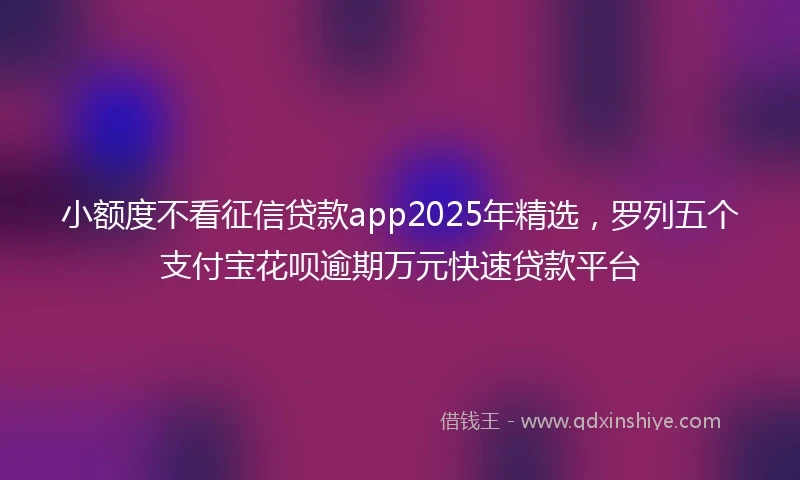 小额度不看征信贷款app2025年精选，罗列五个支付宝花呗逾期万元快速贷款平台