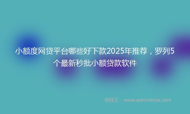小额度网贷平台哪些好下款2025年推荐，罗列5个最新秒批小额贷款软件