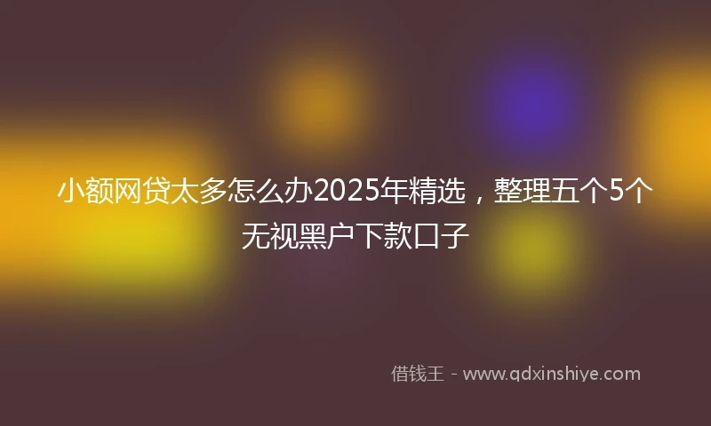 小额网贷太多怎么办2025年精选，整理五个5个无视黑户下款口子