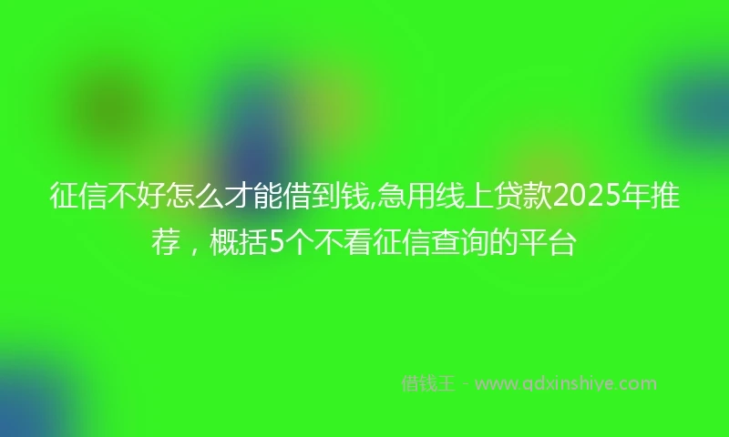 征信不好怎么才能借到钱,急用线上贷款2025年推荐，概括5个不看征信查询的平台