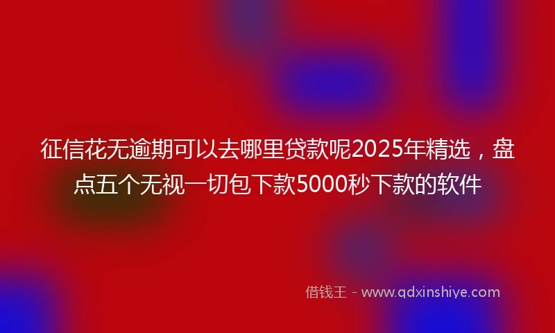 征信花无逾期可以去哪里贷款呢2025年精选，盘点五个无视一切包下款5000秒下款的软件
