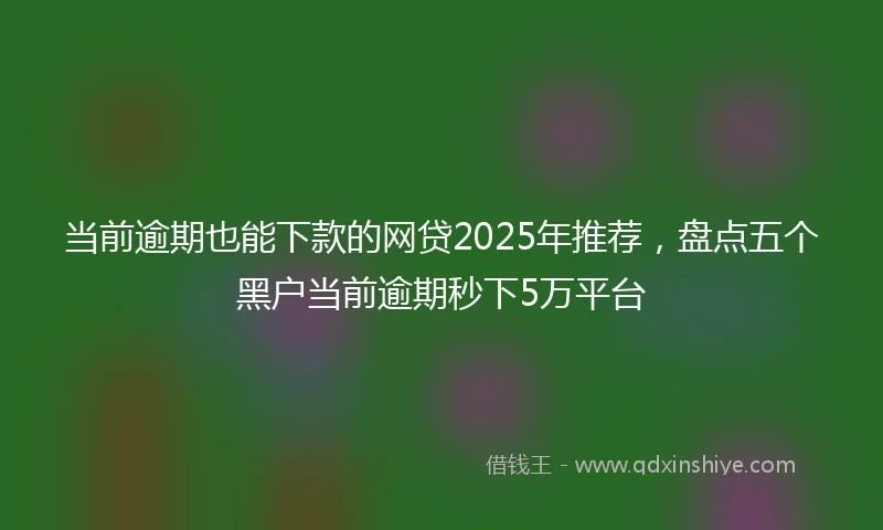 当前逾期也能下款的网贷2025年推荐，盘点五个黑户当前逾期秒下5万平台