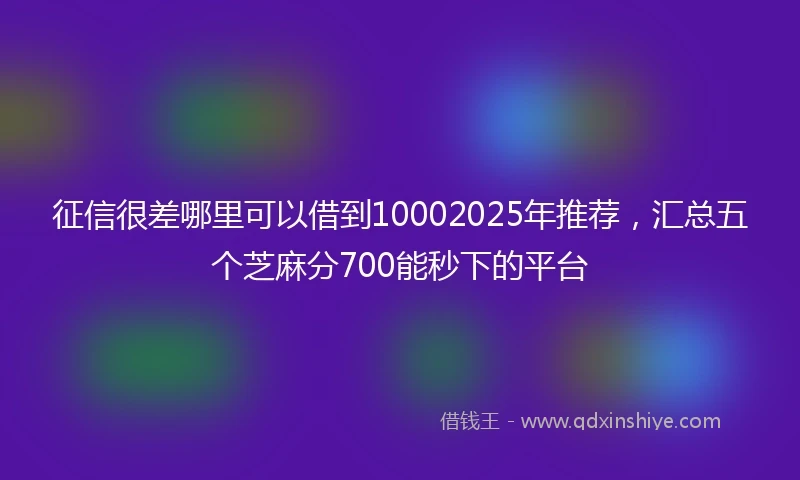 征信很差哪里可以借到10002025年推荐，汇总五个芝麻分700能秒下的平台