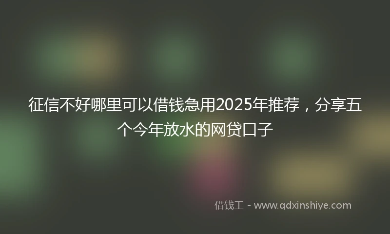 征信不好哪里可以借钱急用2025年推荐,分享五个今年放水的网贷口子
