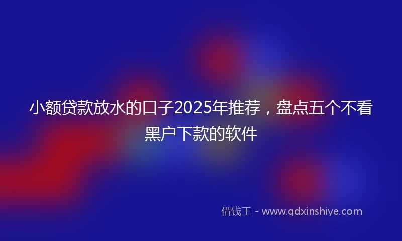 小额贷款放水的口子2025年推荐，盘点五个不看黑户下款的软件