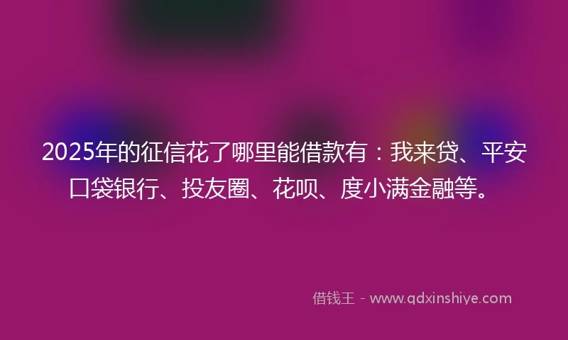 2025年的征信花了哪里能借款有：我来贷、平安口袋银行、投友圈、花呗、度小满金融等。