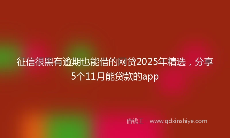征信很黑有逾期也能借的网贷2025年精选，分享5个11月能贷款的app