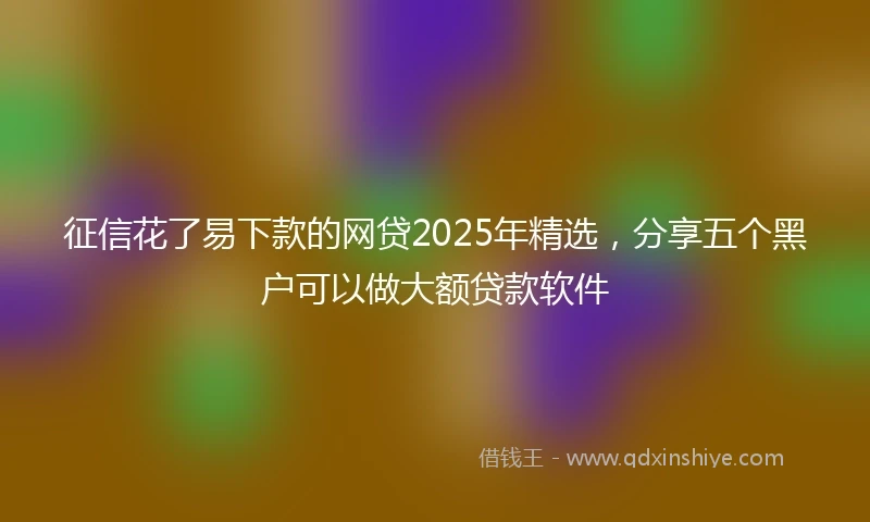 征信花了易下款的网贷2025年精选，分享五个黑户可以做大额贷款软件