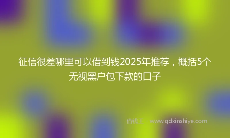 征信很差哪里可以借到钱2025年推荐，概括5个无视黑户包下款的口子