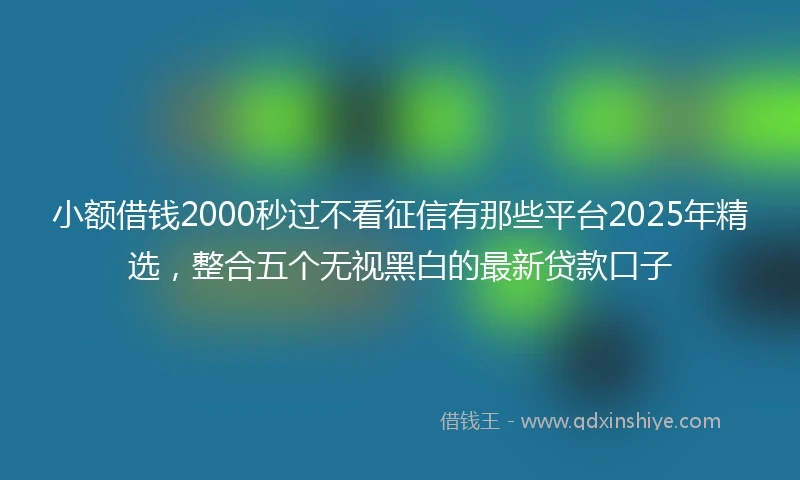 小额借钱2000秒过不看征信有那些平台2025年精选，整合五个无视黑白的最新贷款口子