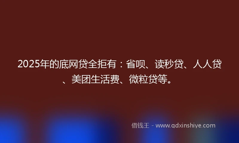 2025年的底网贷全拒有：省呗、读秒贷、人人贷、美团生活费、微粒贷等。
