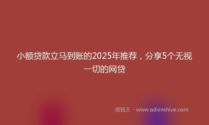 小额贷款立马到账的2025年推荐，分享5个无视一切的网贷