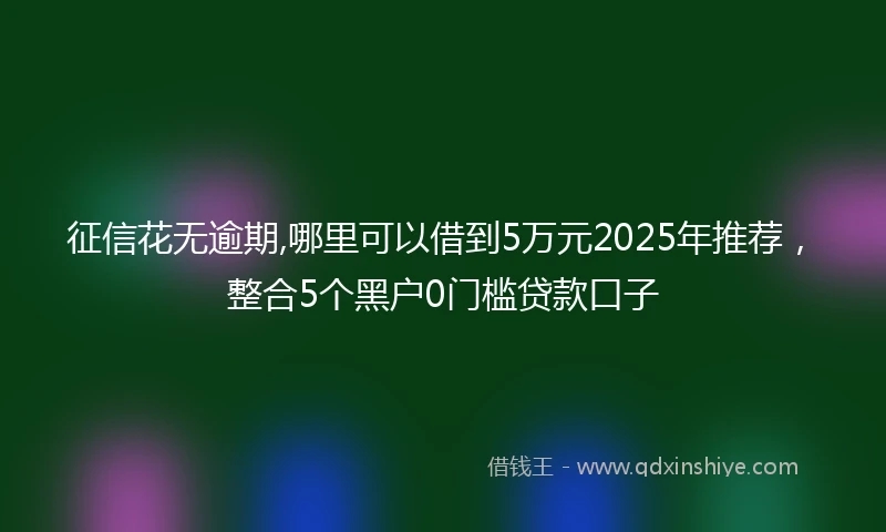 征信花无逾期,哪里可以借到5万元2025年推荐，整合5个黑户0门槛贷款口子