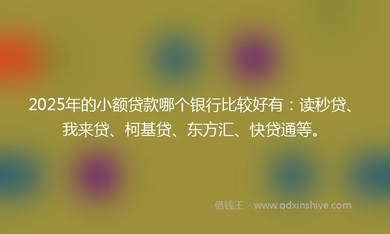 2025年的小额贷款哪个银行比较好有：读秒贷、我来贷、柯基贷、东方汇、快贷通等。
