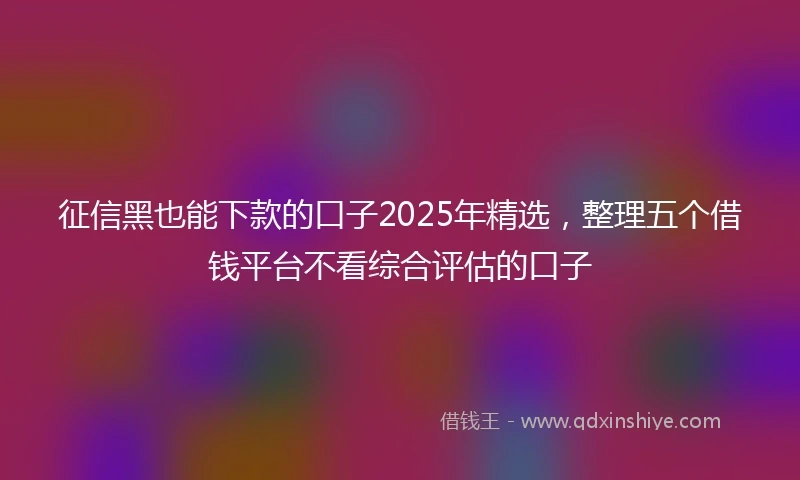 征信黑也能下款的口子2025年精选，整理五个借钱平台不看综合评估的口子