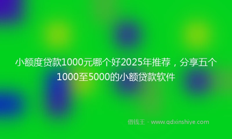 小额度贷款1000元哪个好2025年推荐，分享五个1000至5000的小额贷款软件