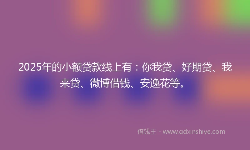 2025年的小额贷款线上有：你我贷、好期贷、我来贷、微博借钱、安逸花等。