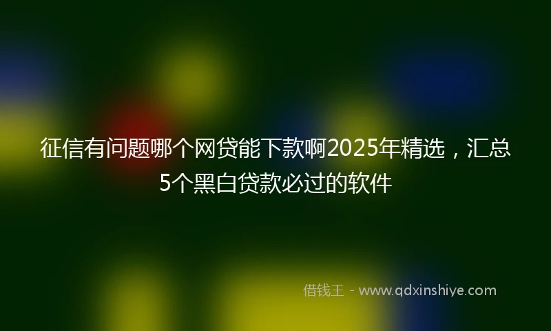 征信有问题哪个网贷能下款啊2025年精选，汇总5个黑白贷款必过的软件