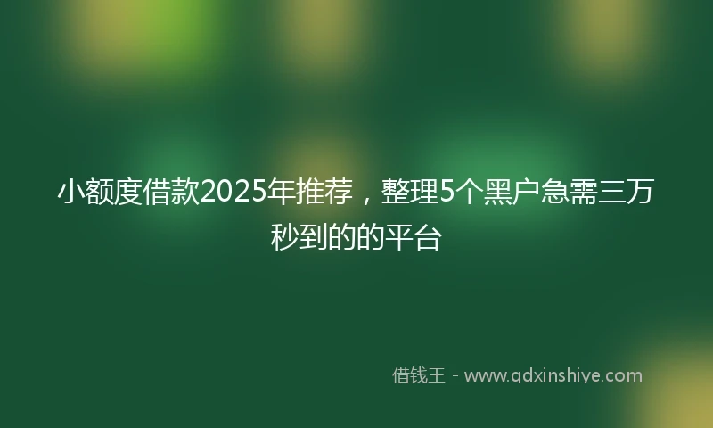 小额度借款2025年推荐，整理5个黑户急需三万秒到的的平台
