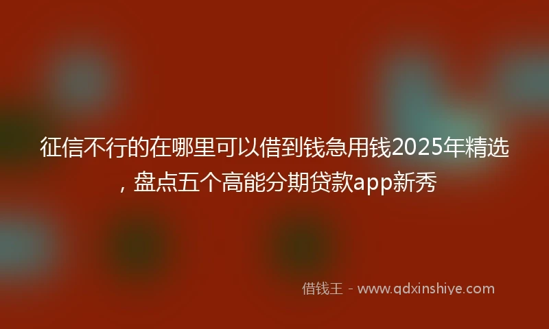 征信不行的在哪里可以借到钱急用钱2025年精选，盘点五个高能分期贷款app新秀