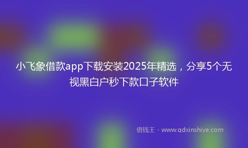 小飞象借款app下载安装2025年精选，分享5个无视黑白户秒下款口子软件