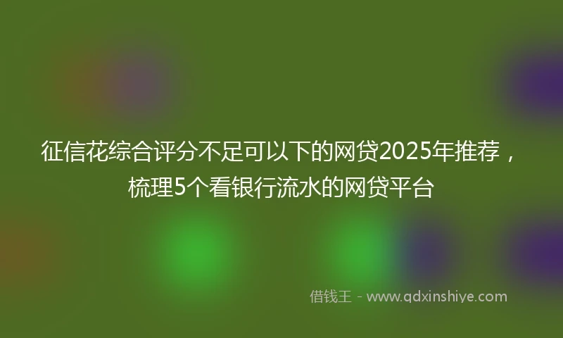 征信花综合评分不足可以下的网贷2025年推荐，梳理5个看银行流水的网贷平台