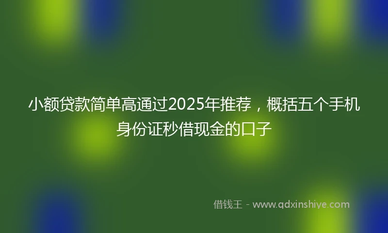 小额贷款简单高通过2025年推荐，概括五个手机身份证秒借现金的口子