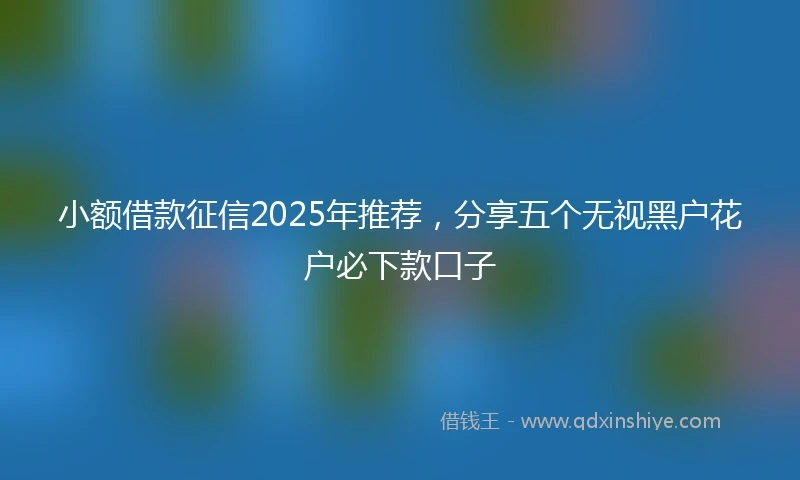 小额借款征信2025年推荐，分享五个无视黑户花户必下款口子