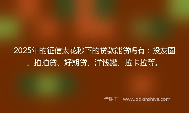 2025年的征信太花秒下的贷款能贷吗有：投友圈、拍拍贷、好期贷、洋钱罐、拉卡拉等。