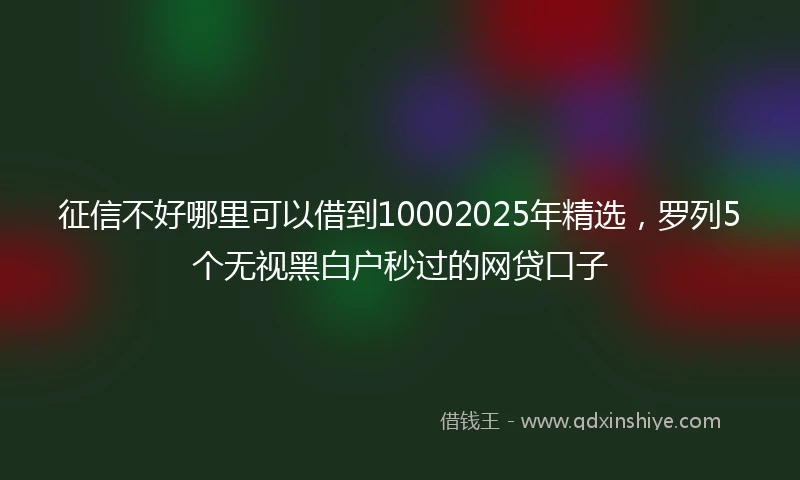 征信不好哪里可以借到10002025年精选，罗列5个无视黑白户秒过的网贷口子