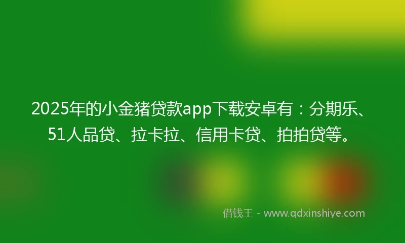 2025年的小金猪贷款app下载安卓有：分期乐、51人品贷、拉卡拉、信用卡贷、拍拍贷等。