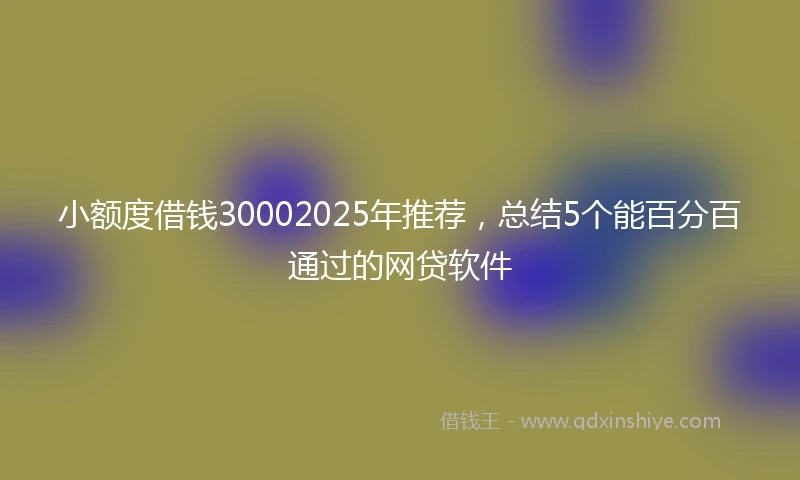 小额度借钱30002025年推荐，总结5个能百分百通过的网贷软件