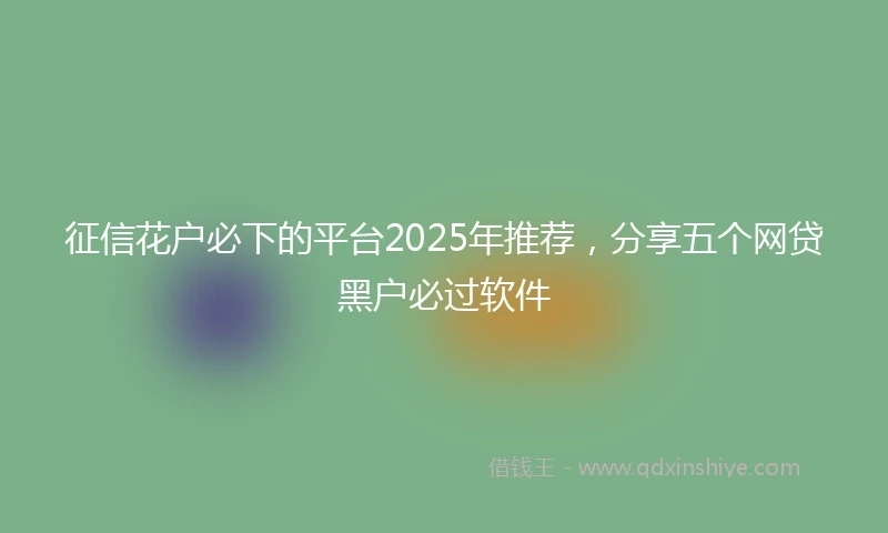 征信花户必下的平台2025年推荐，分享五个网贷黑户必过软件
