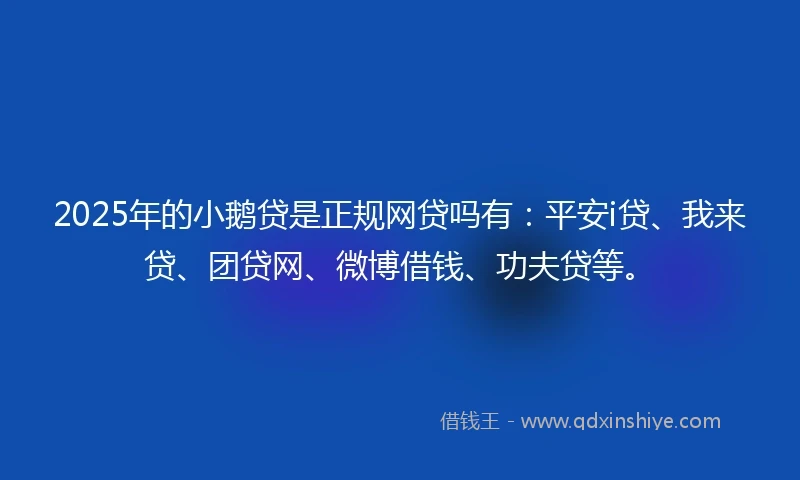 2025年的小鹅贷是正规网贷吗有：平安i贷、我来贷、团贷网、微博借钱、功夫贷等。