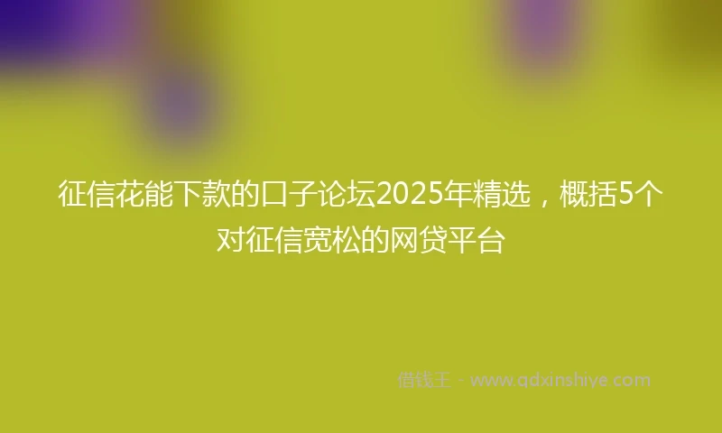 征信花能下款的口子论坛2025年精选，概括5个对征信宽松的网贷平台
