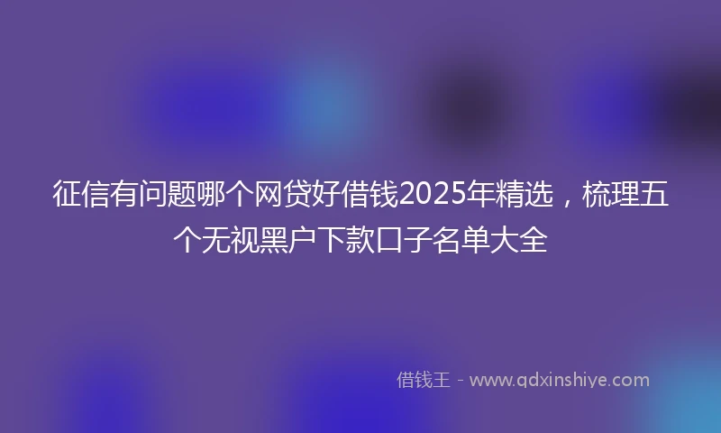 征信有问题哪个网贷好借钱2025年精选，梳理五个无视黑户下款口子名单大全