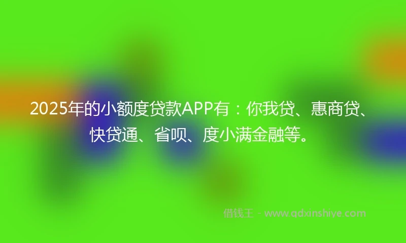 2025年的小额度贷款APP有：你我贷、惠商贷、快贷通、省呗、度小满金融等。