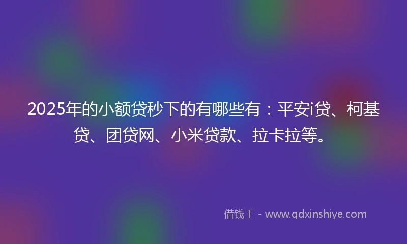 2025年的小额贷秒下的有哪些有：平安i贷、柯基贷、团贷网、小米贷款、拉卡拉等。