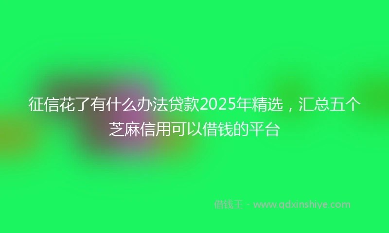 征信花了有什么办法贷款2025年精选，汇总五个芝麻信用可以借钱的平台