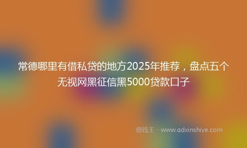常德哪里有借私贷的地方2025年推荐，盘点五个无视网黑征信黑5000贷款口子