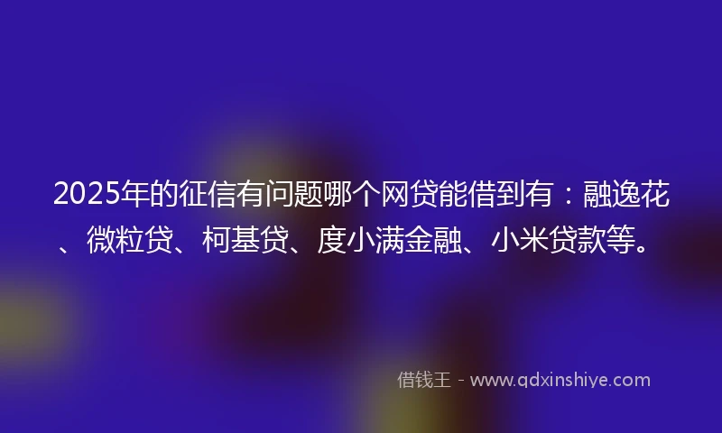 2025年的征信有问题哪个网贷能借到有：融逸花、微粒贷、柯基贷、度小满金融、小米贷款等。