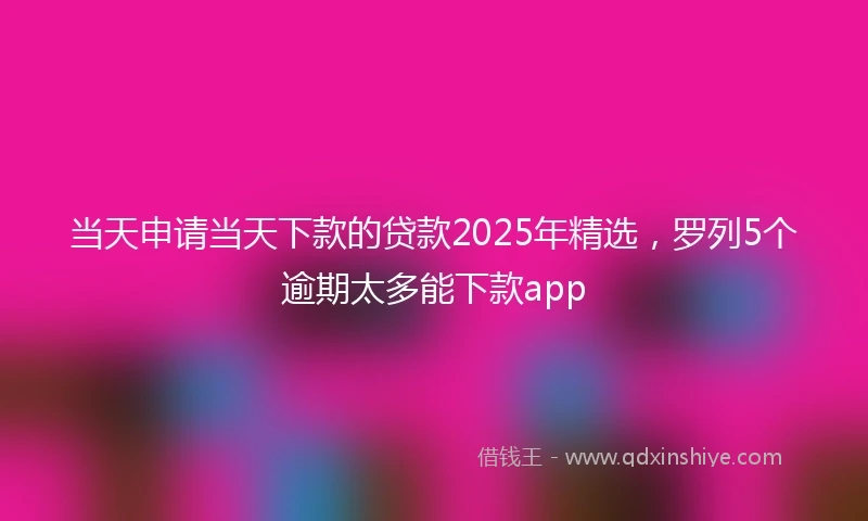 当天申请当天下款的贷款2025年精选,罗列5个逾期太多能下款app